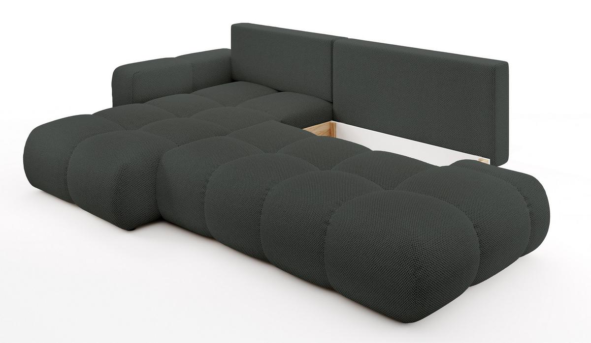 ECKSOFA L Form Hosio Dunkelgrau 286/177/88 cm Links mit Schlaffunktion - Dunkelgrau/Schwarz, Kunststoff/Textil (177/286cm) - AX Living