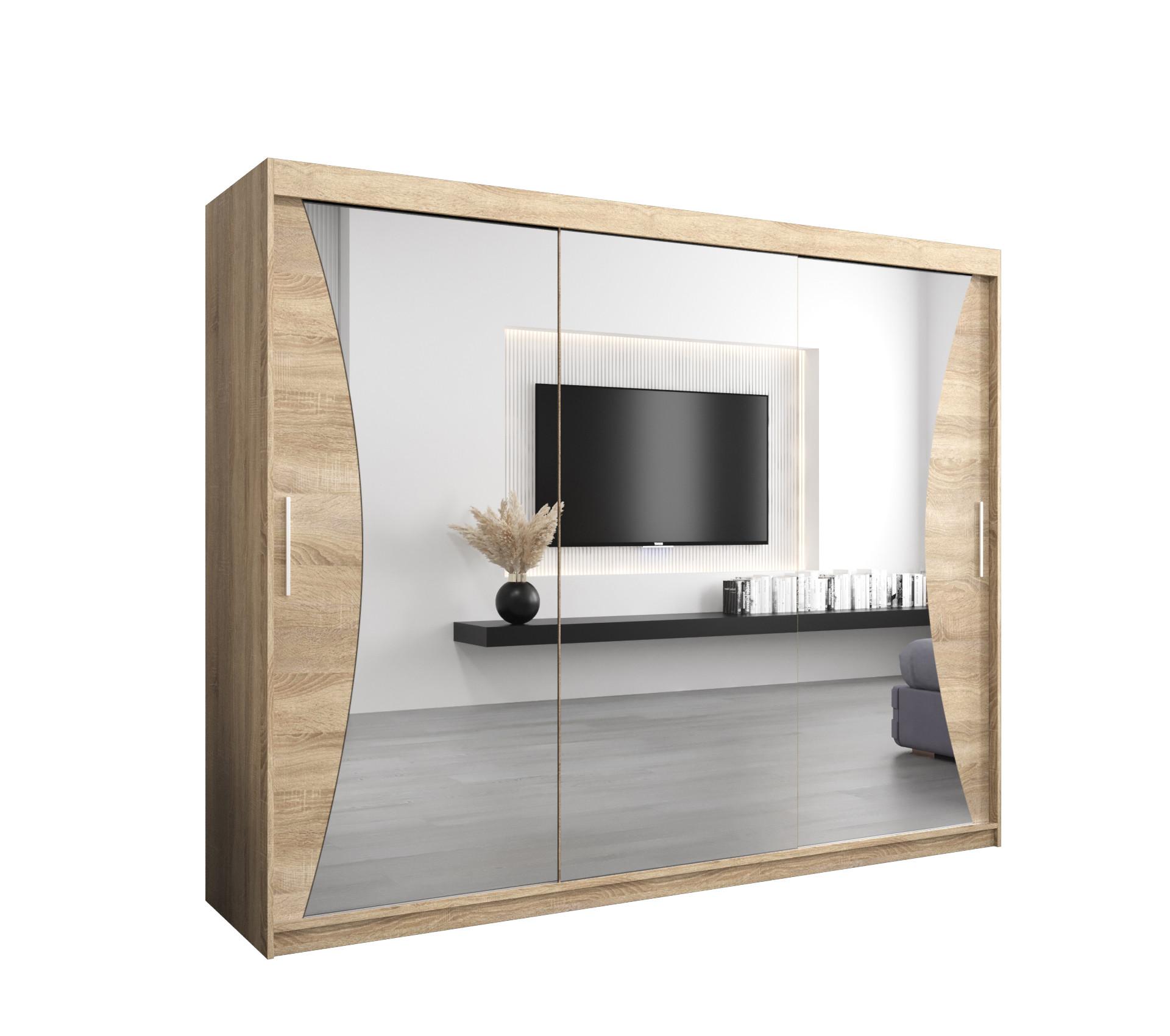 SCHWEBETÜRENSCHRANK 200/250/62 3-türig - Silberfarben/Sonoma Eiche, Holz/Kunststoff (250/200/62cm) - MÖBEL KRYSPOL