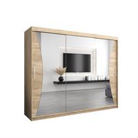 SCHWEBETÜRENSCHRANK 200/250/62 3-türig - Silberfarben/Sonoma Eiche, Holz/Kunststoff (250/200/62cm) - MÖBEL KRYSPOL