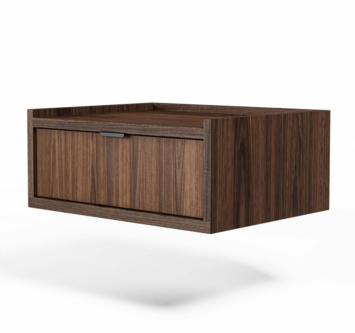 NACHTTISCH Nordiva 1S Warmia Walnut 40/21/35 cm – Hängend - Walnussfarben/Schwarz, Holzwerkstoff/Metall (40/21.5/35cm) - AX Living