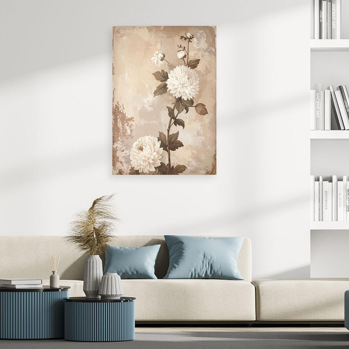 LEINWANDBILD Blumen 60x90cm - Beige, Textil (60/90cm) - Feeby