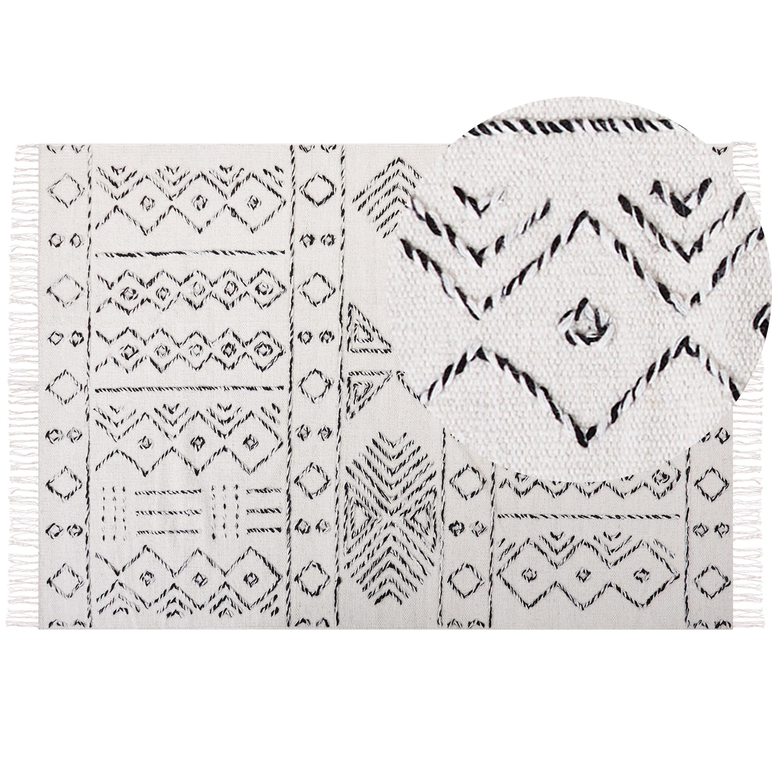 KURZFLOR-TEPPICH Alkent 230/160 cm - Weiß, Textil (160/230cm) - Beliani