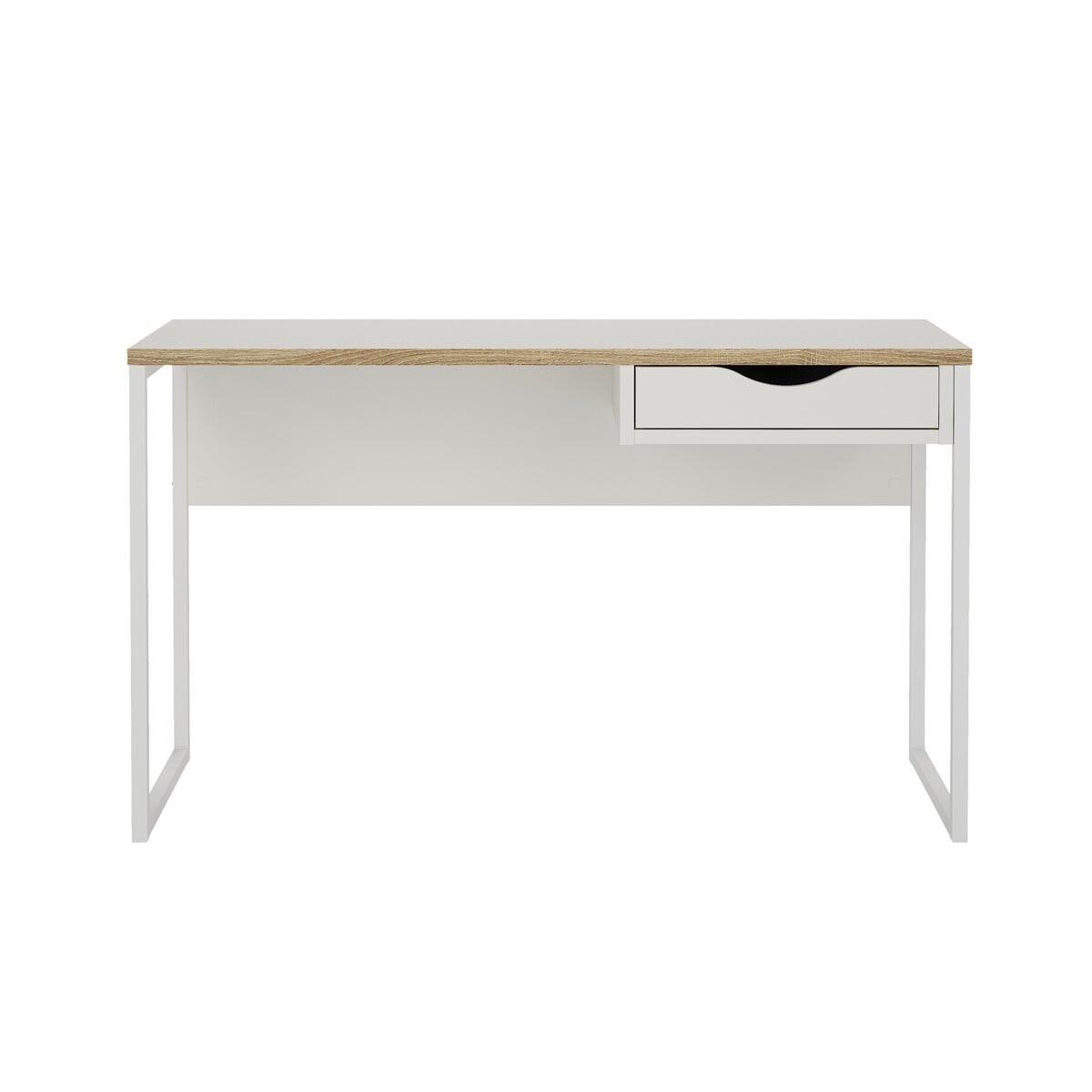SCHREIBTISCH mit 1 Schublade und Metallgestell function 130/48,4/76,8 cm - Weiß, Holzwerkstoff (130/48.4/76.8cm) - Calicosy