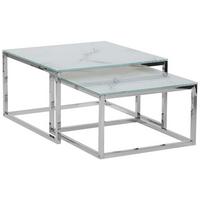 COUCHTISCH 2er-Set Quadratisch Weiß, Silber Brea - Weiß, Glas (60/60/45cm) - Beliani