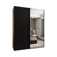SCHWEBETÜRENSCHRANK 245,5/200/64 2-türig - Schwarz/Eiche Artisan, Holz/Metall (200/245/64cm) - Abiks Möbel