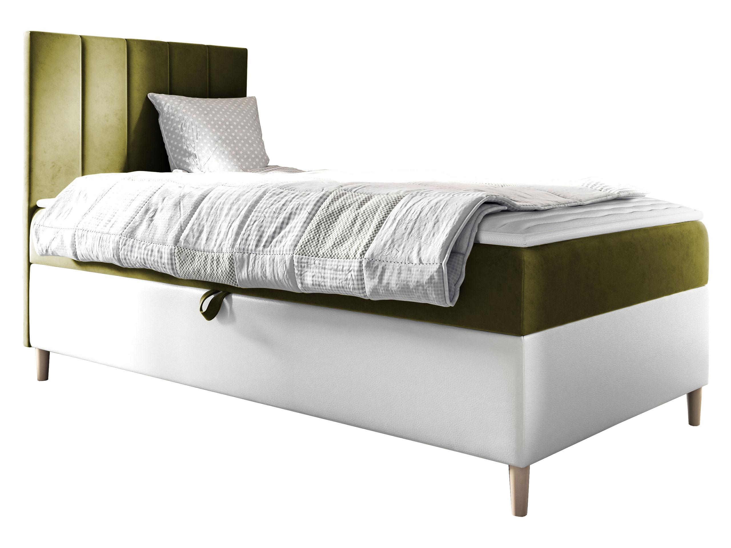 BOXBETT Maja Junior 1, Seite zum Öffnen des Bettkastens: Links - H3 - Weiß/Grün, Holz (90/200cm) - MIRJAN24