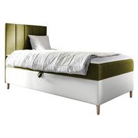 BOXBETT Maja Junior 1, Seite zum Öffnen des Bettkastens: Links - H3 - Weiß/Grün, Holz (80/200cm) - MIRJAN24
