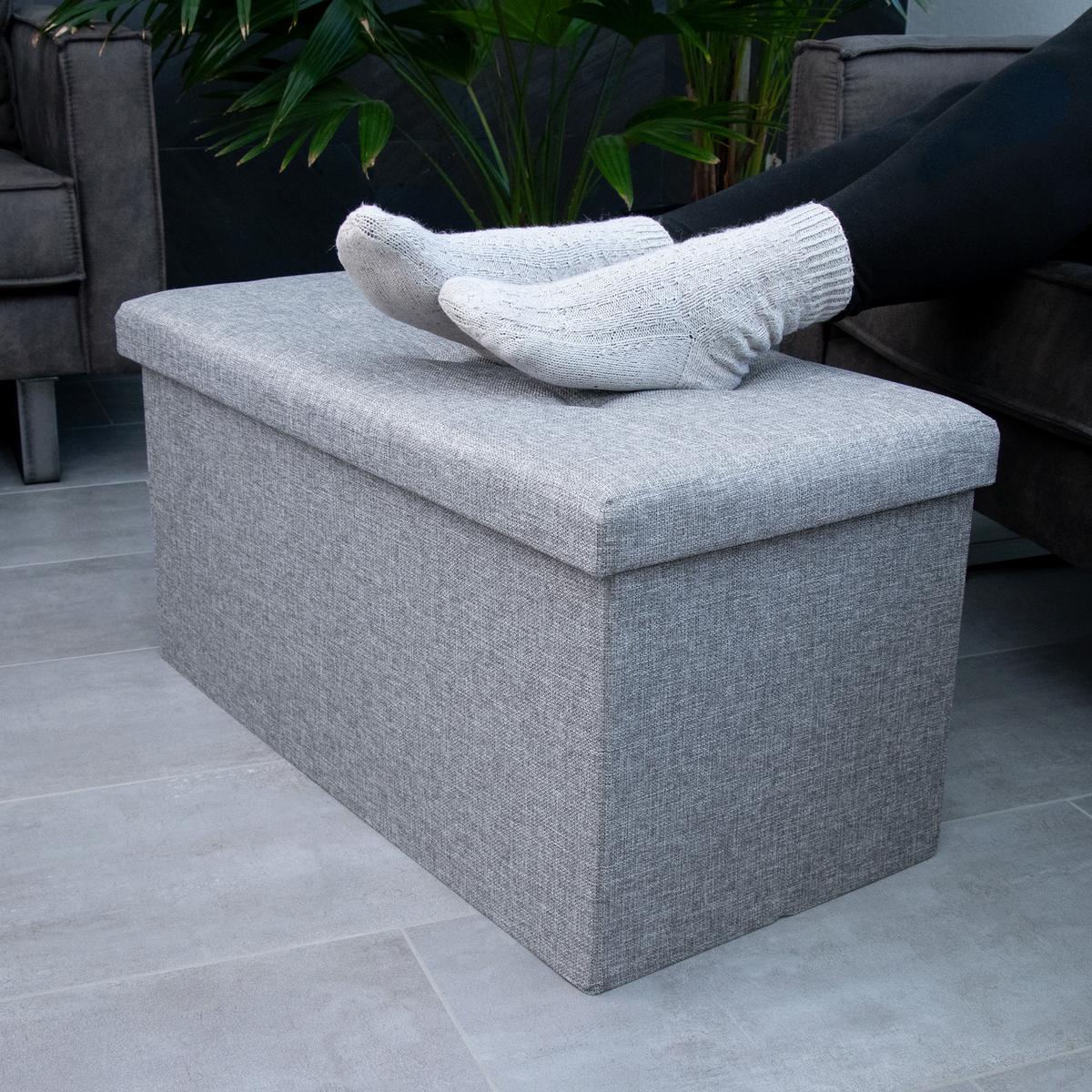 SITZTRUHE Faltbar 76/38/38 cm (Grau) - Grau, Textil (38/38/76cm) - Intirilife