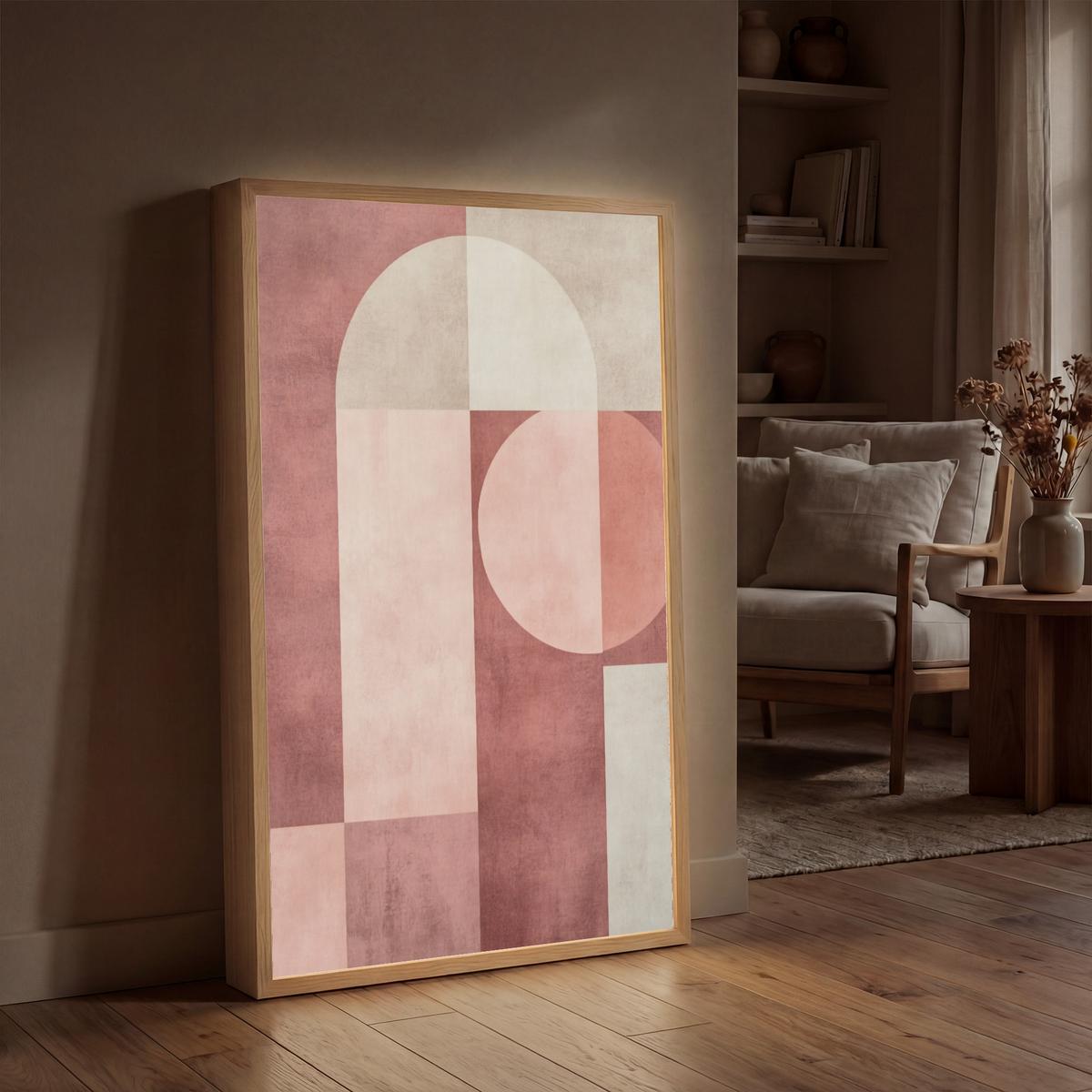 WANDLEUCHTE MIT AKKU Figuren - Abstrakt - Rosa 60x90 cm - Altrosa, Holzwerkstoff (60/90/8cm) - OnlyWow