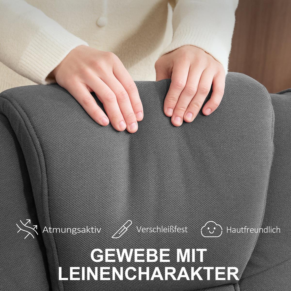 RELAXSESSEL mit Hocker, drehbarer Fernsehsessel mit Liegefunktion, Dunkelgrau - Dunkelgrau, Kunststoff (67/96/87cm) - HOMCOM