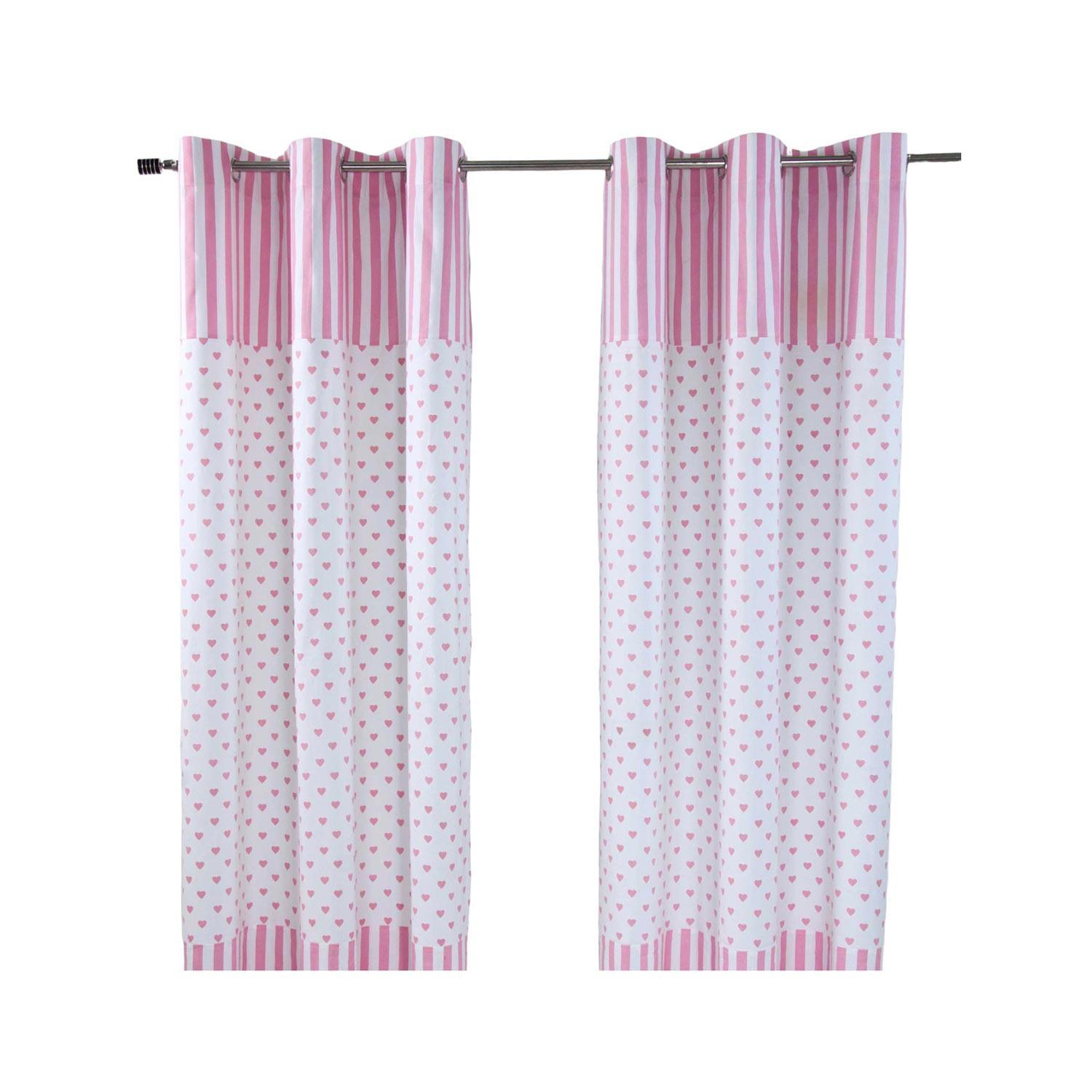 ÖSENVORHANG Herzen blickdicht 2er-Set, 137/228 cm - Rosa, Textil (137/228cm) - Homescapes