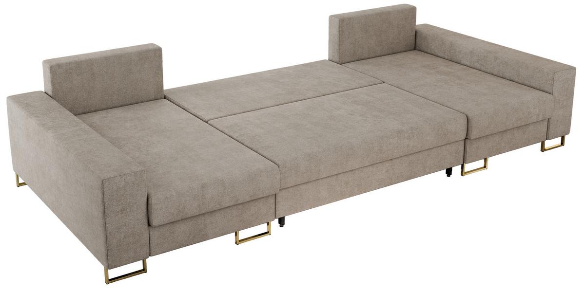 WOHNLANDSCHAFT DORIAN U Struktur Beige - Beige/Goldfarben, Textil/Metall (312/85/138cm) - MKS