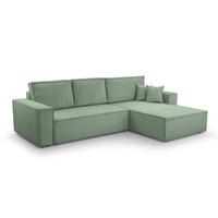 ECKSOFA L Form Cedria Salbeigrün 287/145/85 cm mit Schlaffunktion - Schwarz/Grün, Kunststoff/Textil (287/145cm) - AX Living