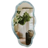 SPIEGEL 90x45 cm asymmetrisch mit Druck - Meerestextur - Transparent, Glas (45/90/0.4cm) - TULUP