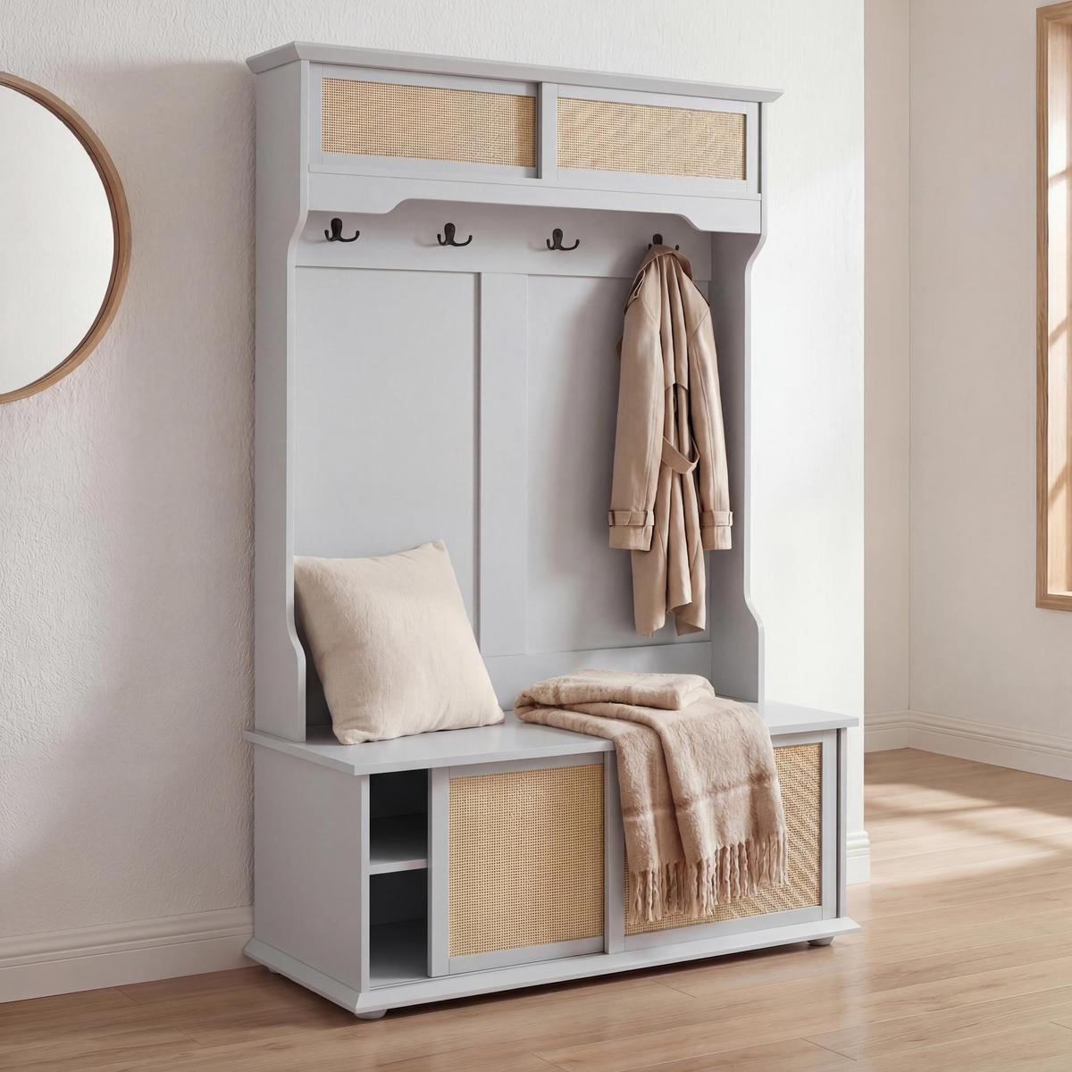 GARDEROBE Hellgrau - Hellgrau, Holz (100/163/47cm) - MCW