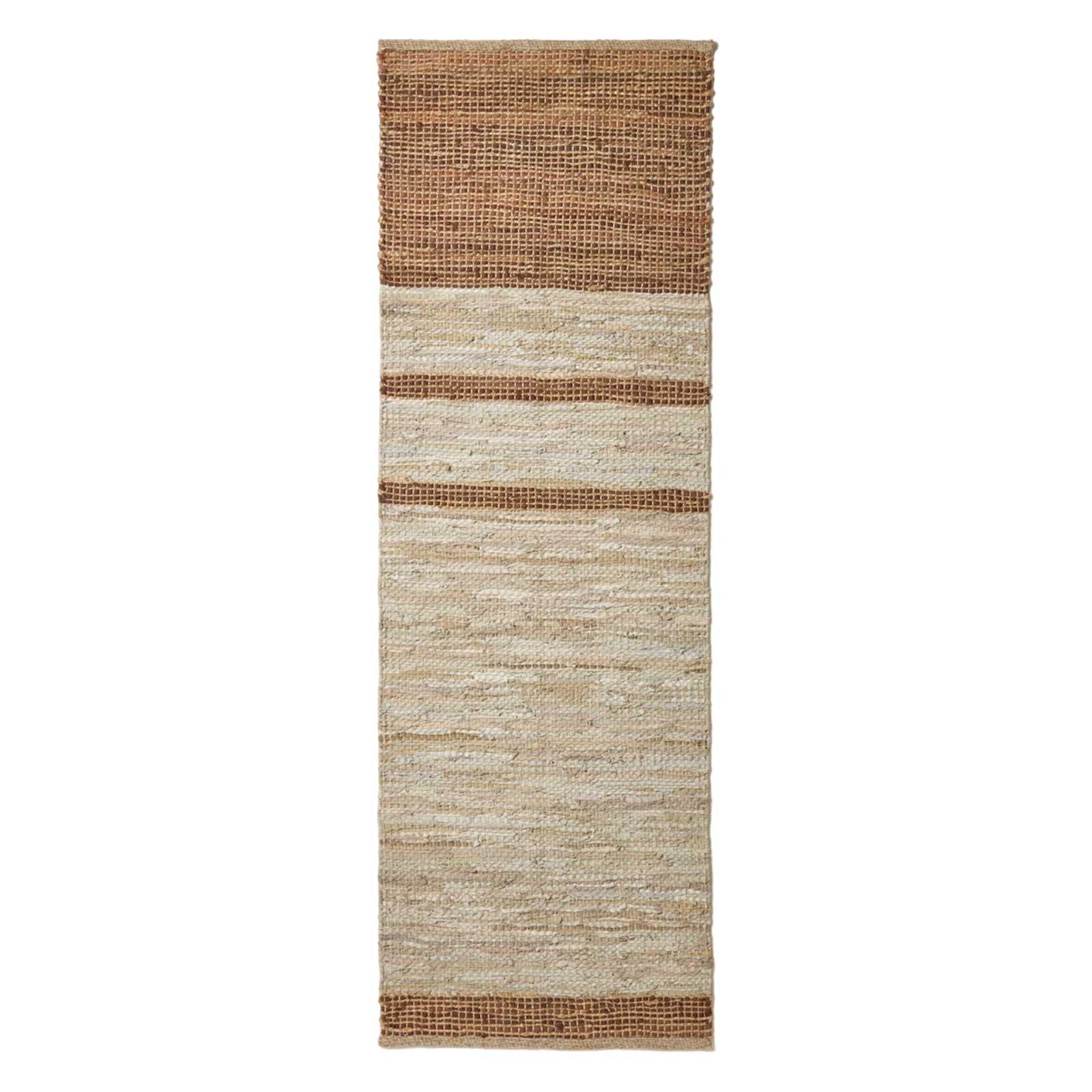 FLICKENTEPPICH-LÄUFER aus Recycling-Leder 66/200 cm - Braun, Leder (66/200cm) - Homescapes