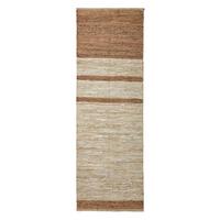 FLICKENTEPPICH-LÄUFER aus Recycling-Leder 66/200 cm - Braun, Leder (66/200cm) - Homescapes