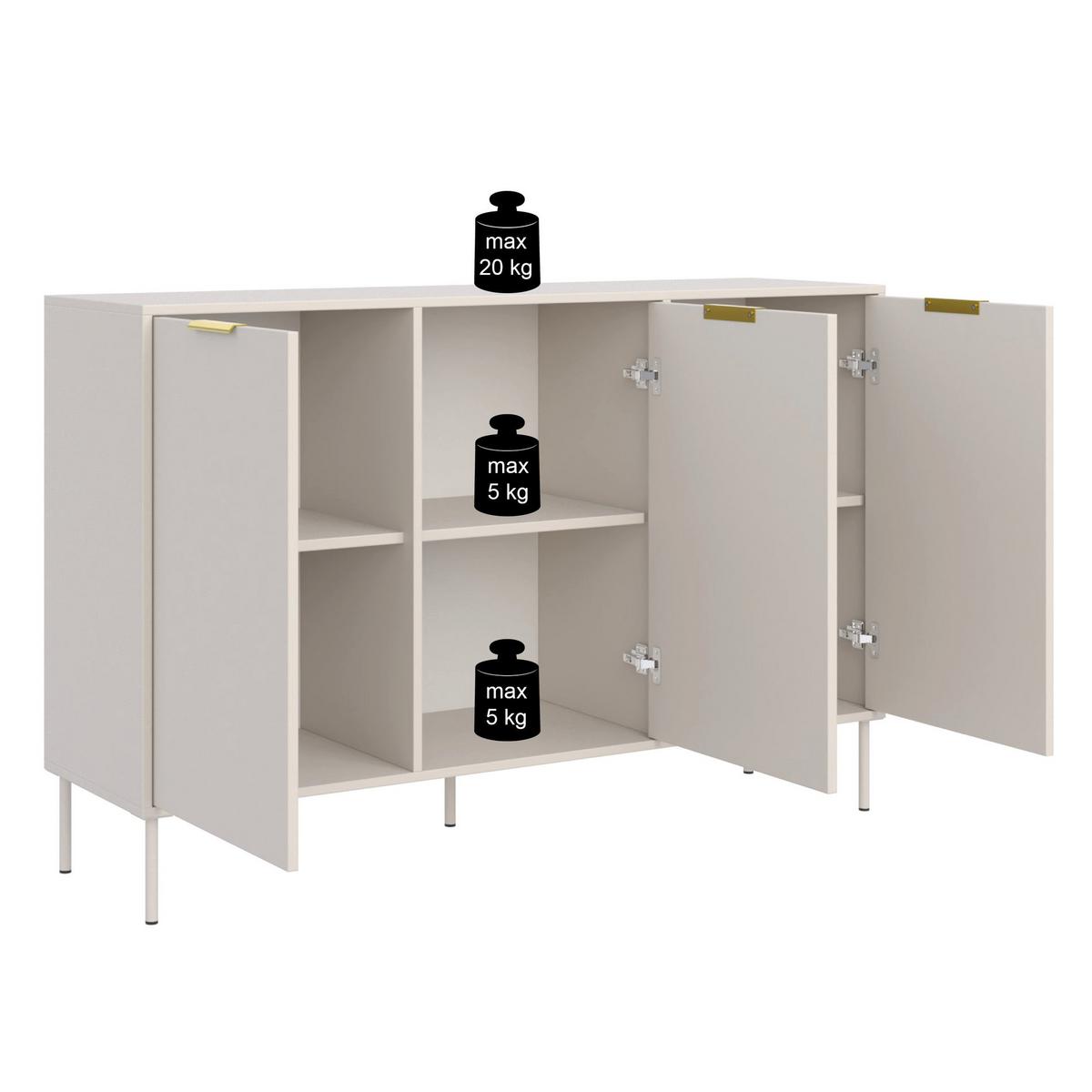 SIDEBOARD Vena Weiß 150 cm - Goldfarben/Weiß, Holzwerkstoff/Kunststoff (150/86/40cm) - Selsey