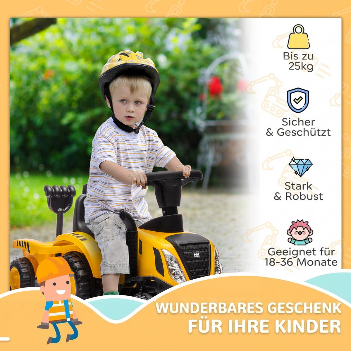 KINDER-SITZBAGGER Kunststoff Metall Gelb - Gelb, Kunststoff (91/29/44cm) - AIYAPLAY