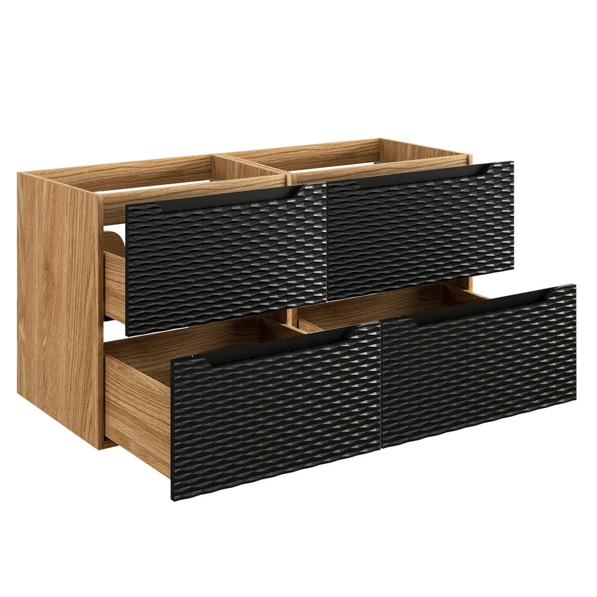 DOPPELWASCHTISCH 120cm Elora Schwarz und Holz - Schwarz, Holzwerkstoff (120/59/46cm) - Petits-meubles