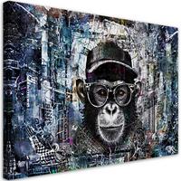 LEINWANDBILD Schimpanse Affe Abstraktion 90x60cm - Grau, Textil (90/60cm) - Feeby