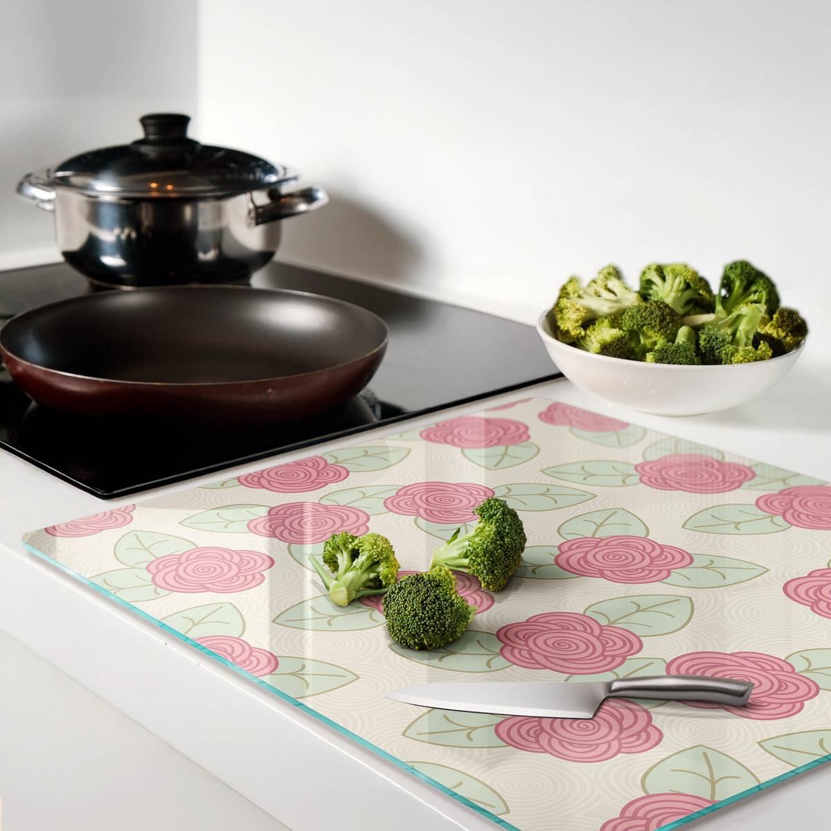 GLASPLATTE 60x52 cm Rosen - Rot, Glas (60/0.4/52cm) - TULUP
