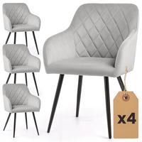POLSTERSTUHL 4er Set, Metallbeine Grau, Schwarz 54,5/82/58 - Schwarz/Grau, Textil (55/82/52cm) - RAUMHIRSCH FURNITURE