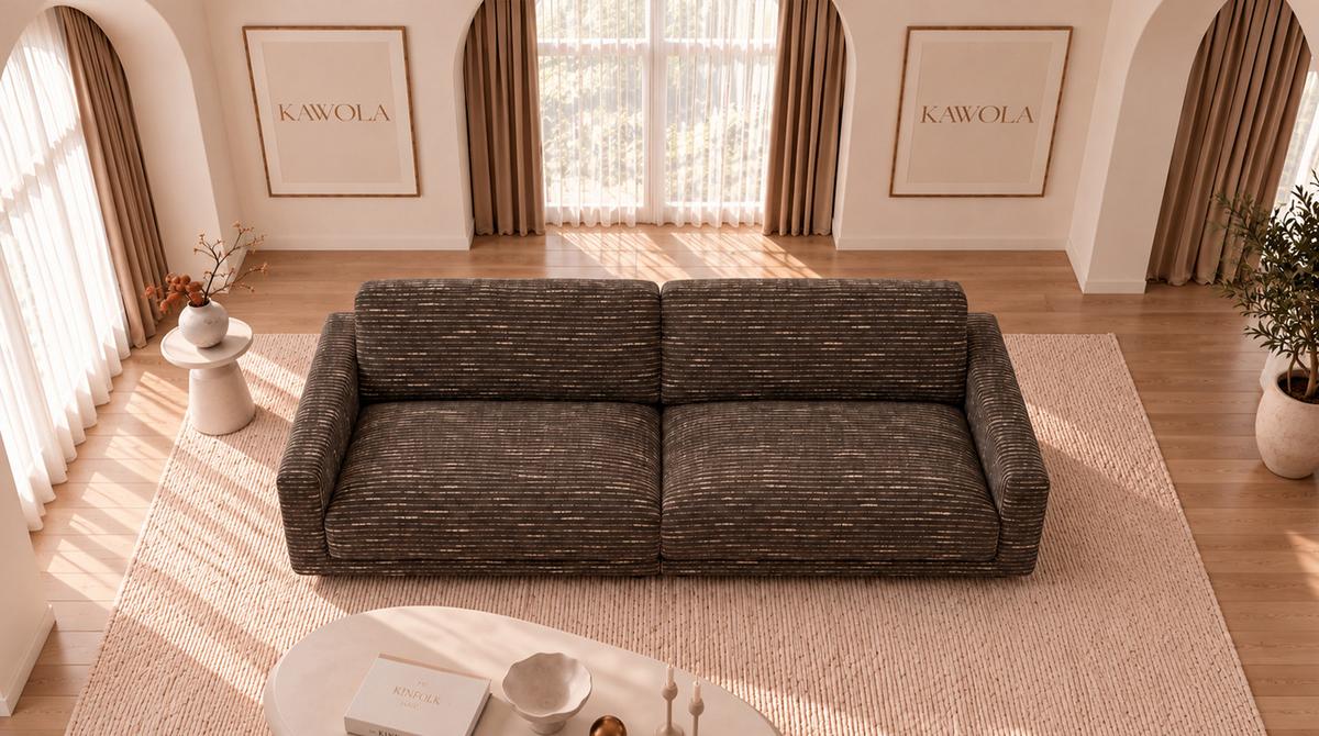 SOFA MARLIN Braun Flachgewebe - Schwarz/Braun, Kunststoff/Textil (262/80/100cm) - KAWOLA