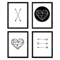 POSTER Set mit 4 geometrischen Formen A3 Schwarzer Rahmen - Schwarz, Papier (29.7/3cm) - Nacnic