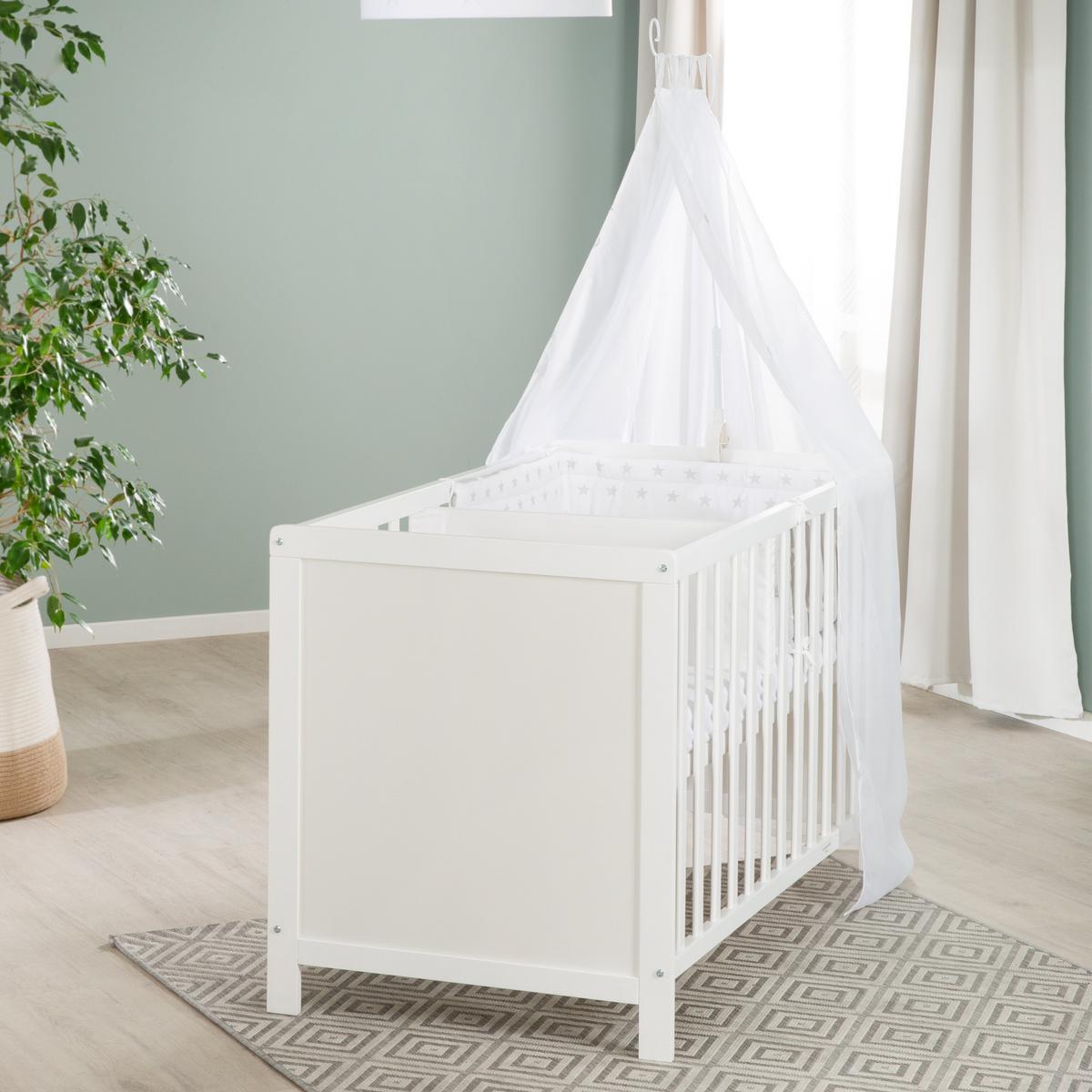 BABYBETT mit Matratze 60 x 120 cm - Weiß, Holzwerkstoff (60/120cm) - Roba