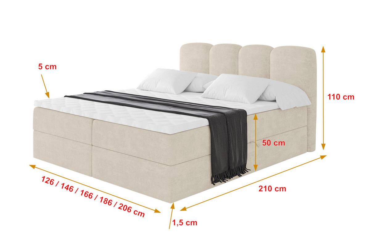 BOXBETT mit Matratze H4 und Lattenrost - NINA - 140x200 cm Monolith - Beige - Sahara, Holzwerkstoff (140/200cm) - ALTDECOR