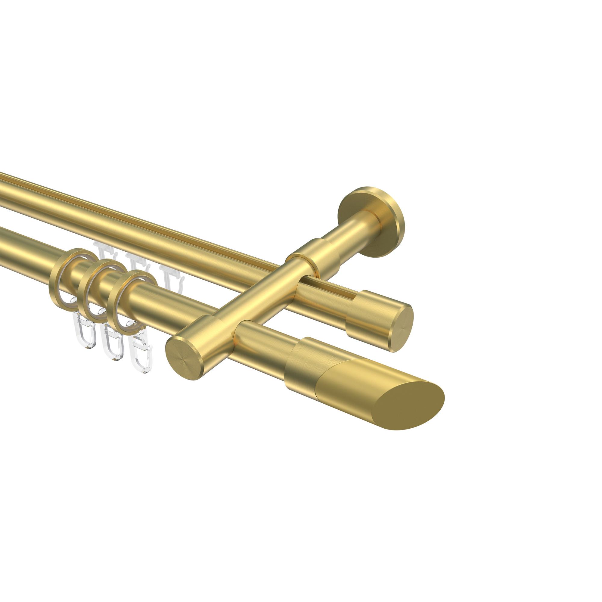 GARDINENSTANGE RUNDROHR-INNENLAUF Prestige Verano 280 cm (geteilt in 2 x 140 cm), 2-läufig, 20 mm Ø Messing-Optik - Messingfarben/Goldfarben, Metall (280cm) - INTERDECO