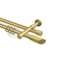 GARDINENSTANGE RUNDROHR-INNENLAUF Prestige Verano 280 cm (geteilt in 2 x 140 cm), 2-läufig, 20 mm Ø Messing-Optik - Messingfarben/Goldfarben, Metall (280cm) - INTERDECO