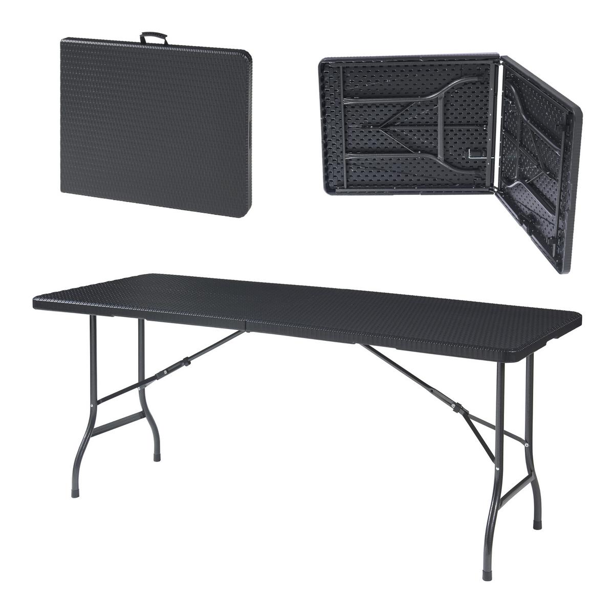 KLAPPTISCH Mark - Schwarz, Kunststoff/Metall (75/180/72cm) - [en.casa]