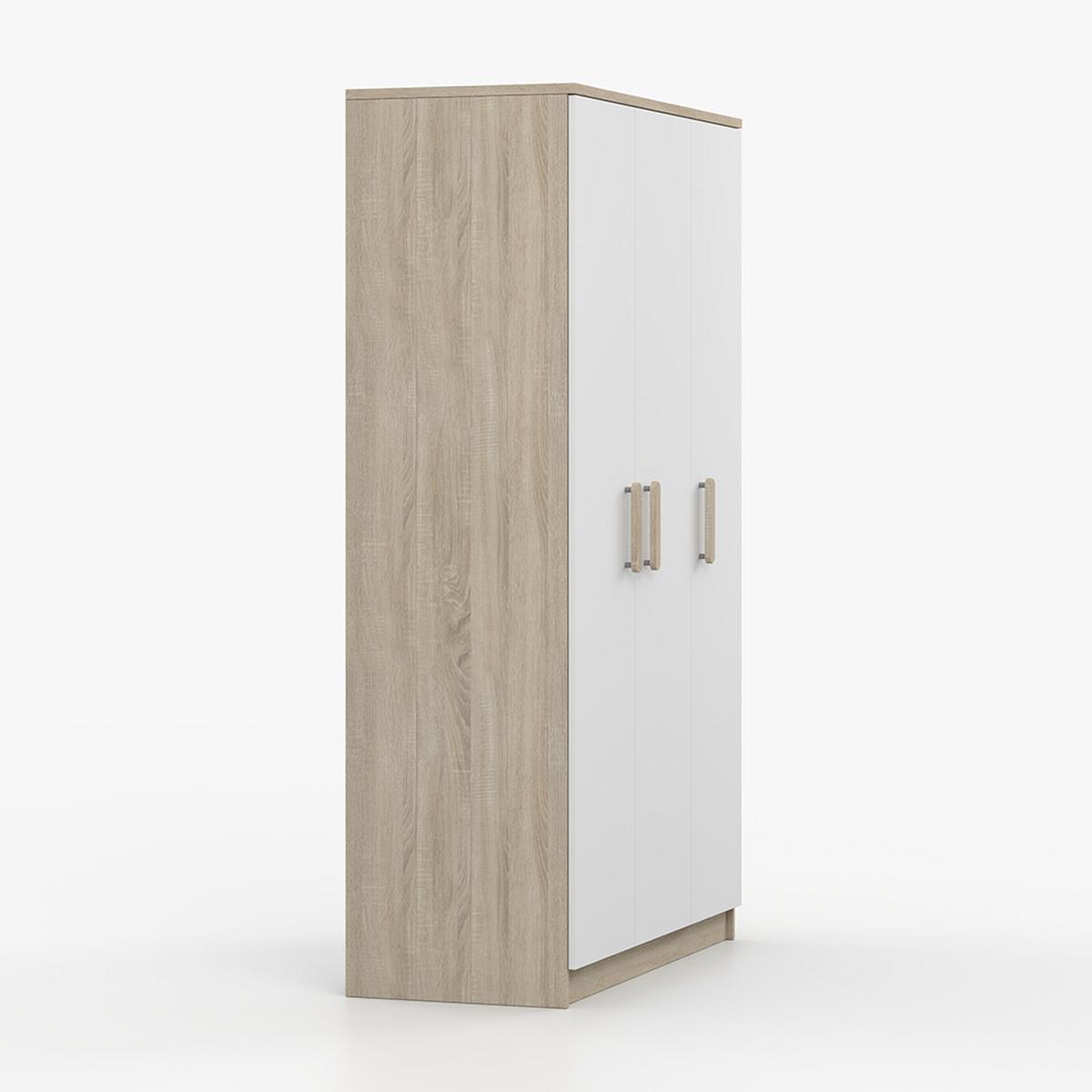 KLEIDERSCHRANK Jonas III 2D 19, 120/192/50, 3-türig, Sonoma-Eiche - Sonoma Eiche, Holzwerkstoff (120/194/50cm) - imoebel24