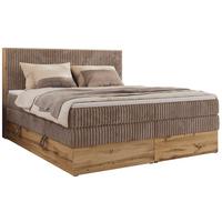 BOXBETT WOOD CLASSIC KING 200/200 - Braun Cord - H3 - Braun, Textil (200/200cm) - MKS