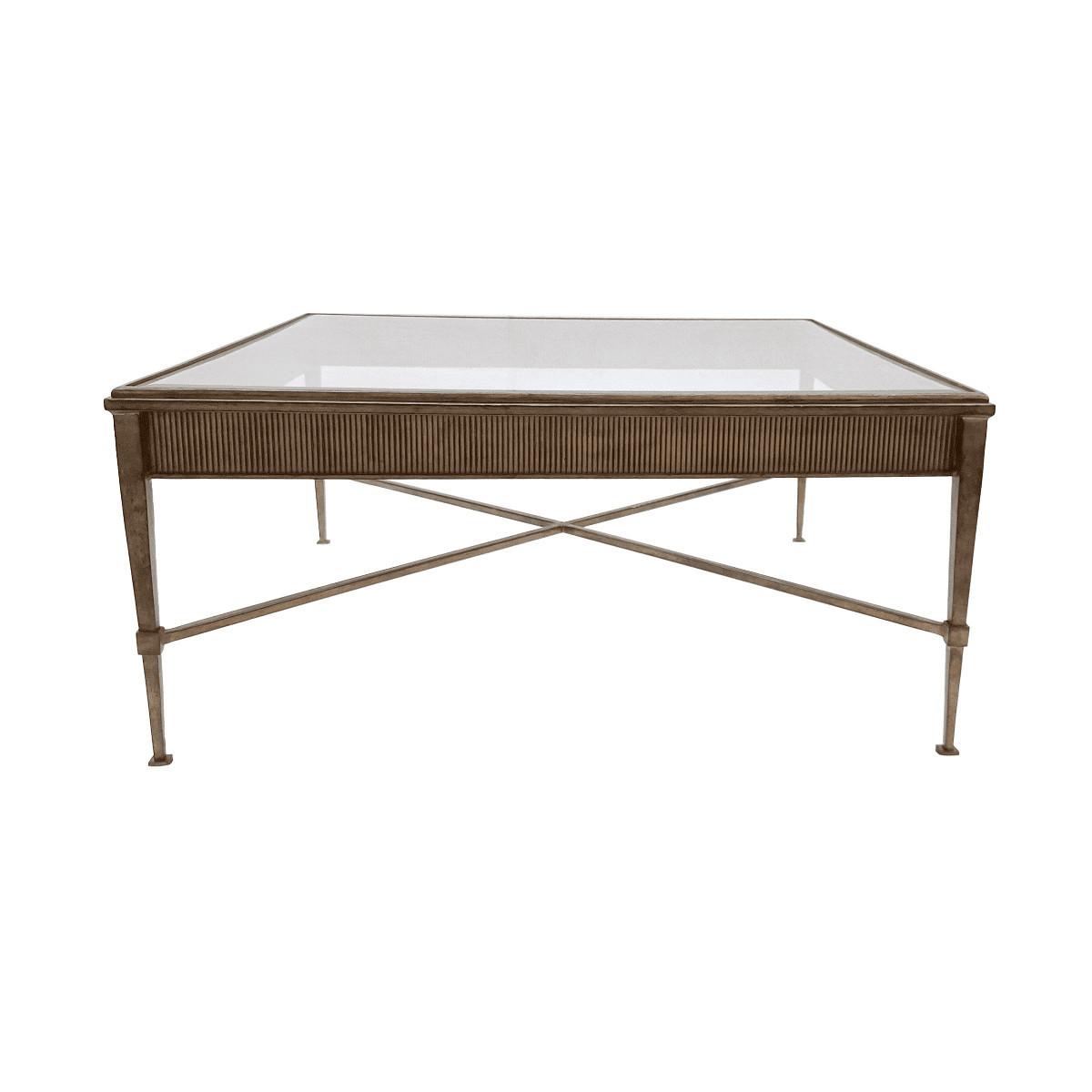 COUCHTISCH mit profiliertem Zierband L88,5 cm - ANTOINETTE - Goldfarben, Metall (88.5/88.5/41cm) - Signature