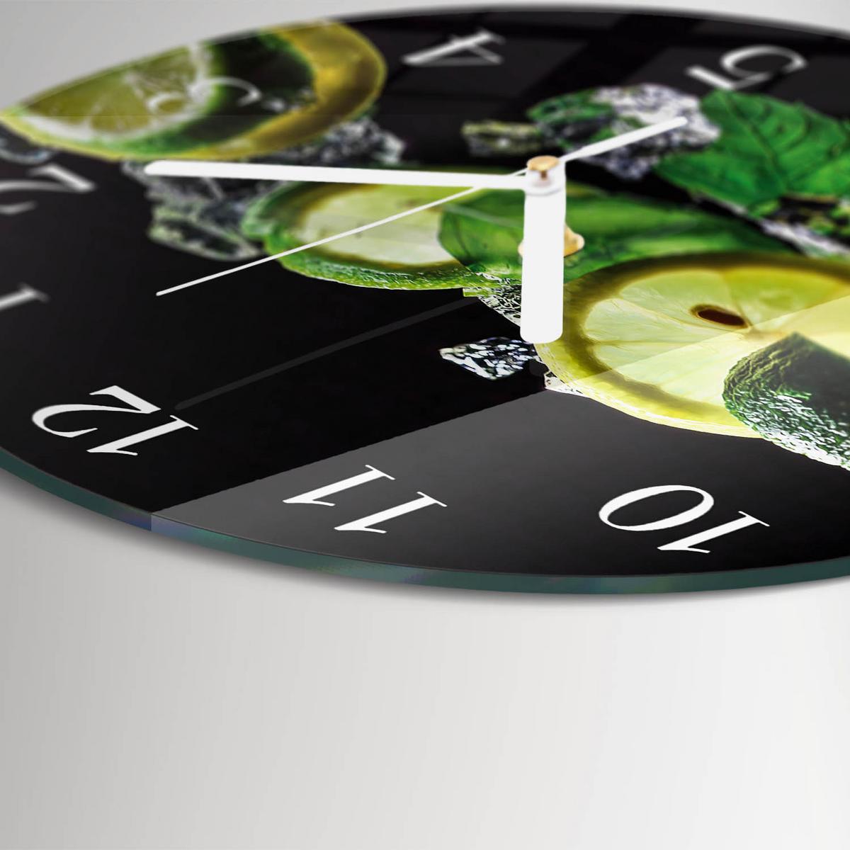 WANDUHR aus Glas Ø30 cm - Zitrone und Limette - Grün, Glas (30/30/0.4cm) - TULUP