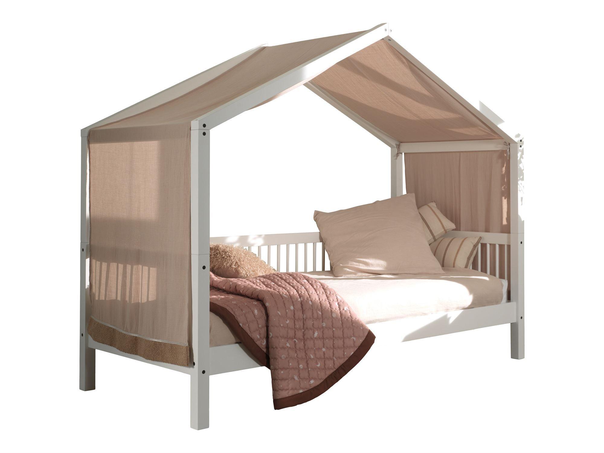 HAUSBETT 90x200 Keeley Buche Weiß Holz Himmel Komfort Stabil Design - Weiß, Holz (90/200cm) - 58aufmkessel