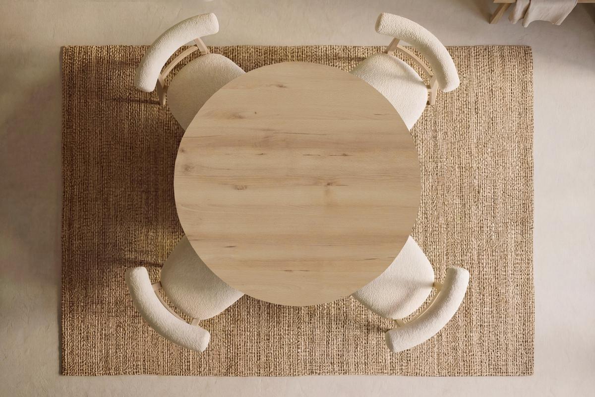 ESSTISCH Lunda rund ausziehbar verlängerbar, Buche Hellbraun 100/100/76 cm - Buchefarben/Schwarz, Holzwerkstoff (100/100/76cm) - WFL GROUP