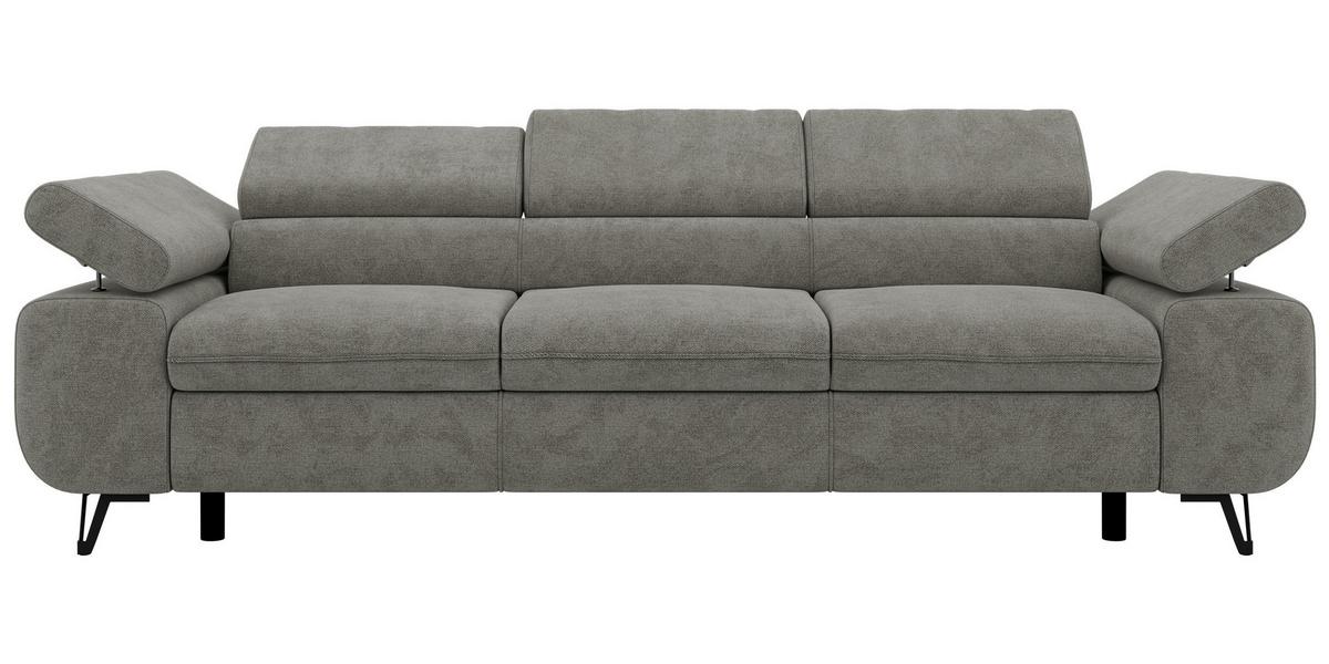 3-SITZER SOFA PETER - Grau Stukture - Graphitfarben/Schwarz, Textil/Metall (262/76/99cm) - MKS