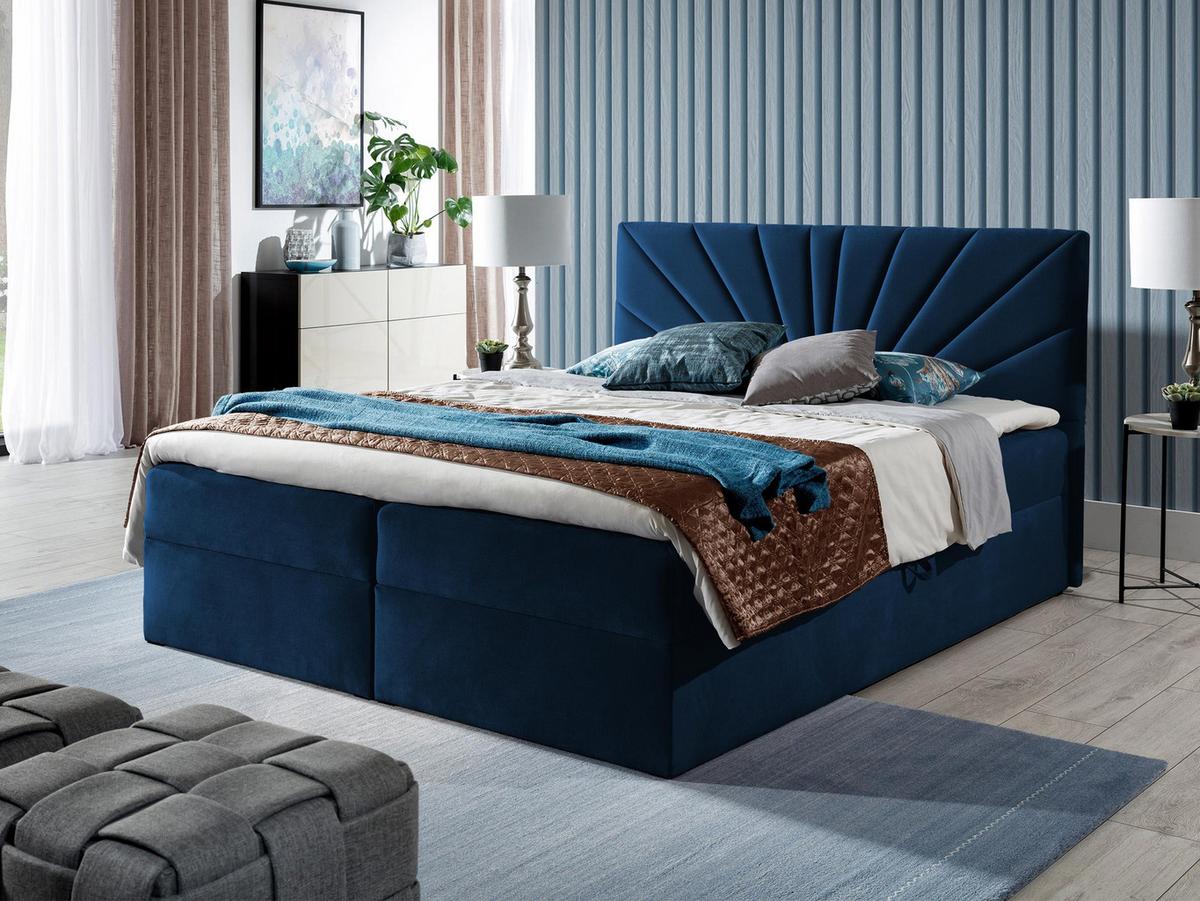 BOXBETT Top 4 - H3 - Blau, Holz (160/200cm) - MIRJAN24
