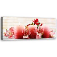 WANDBILD blumen kerzen zen rot - Pink, Textil (90/30cm) - Feeby