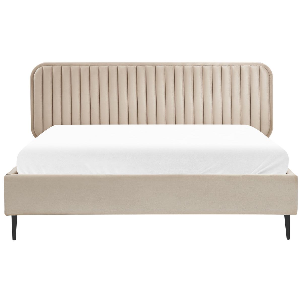 BETT mit Lattenrost 160/200 cm Taupe Brin - Taupe/Schwarz, Textil (160/200cm) - Beliani