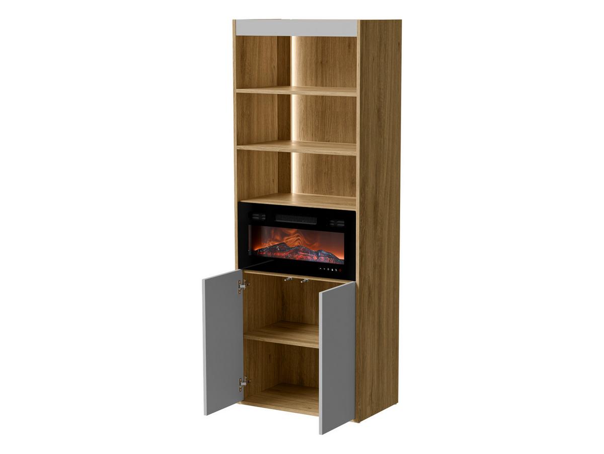 STANDREGAL Fiore EF 60 2D mit Kamin - Eichefarben/Schwarz, Holzwerkstoff/Kunststoff (64/176/39cm) - MIRJAN24
