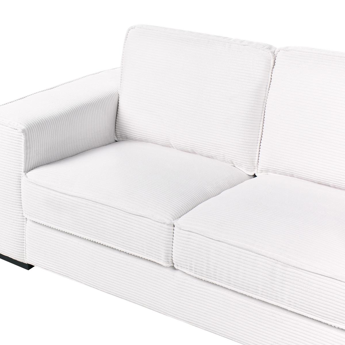 2-SITZER Cord Weiß Vikran - Weiß, Textil (176/88/99cm) - Beliani