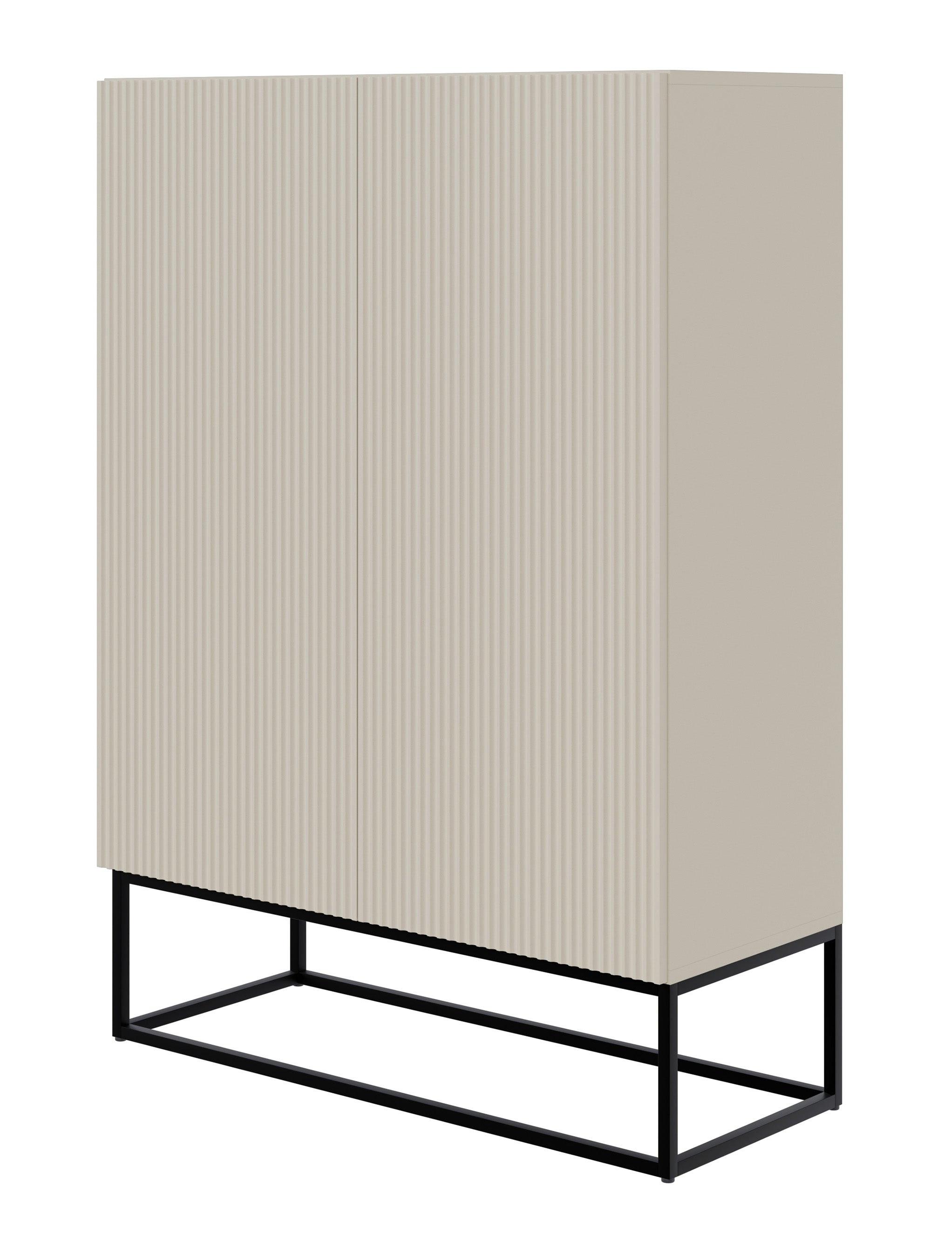 HIGHBOARD Veldio Graubeige mit schwarzen Beinen 90 cm - Taupe/Greige, Holzwerkstoff/Metall (125/90/38cm) - Selsey