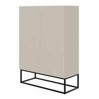 HIGHBOARD Veldio Graubeige mit schwarzen Beinen 90 cm - Taupe/Greige, Holzwerkstoff/Metall (125/90/38cm) - Selsey