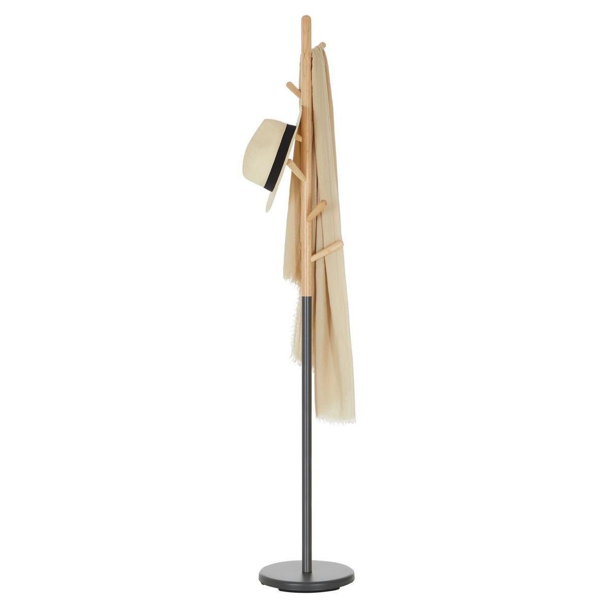 KLEIDERSTÄNDER ENRICO grau/natur - Naturfarben/Grau, Holz (28/171/28cm) - IDIMEX