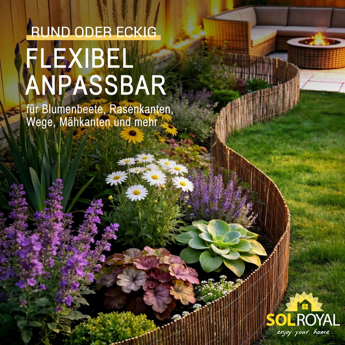 BEETEINFASSUNG SolVision WB79 40x300cm Weide mit 7 Pflöcken 50 cm - Naturfarben, Holz (40/300cm) - Sol Royal